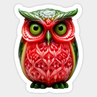 Whimsical Watermelon Owl Hybrid Sticker